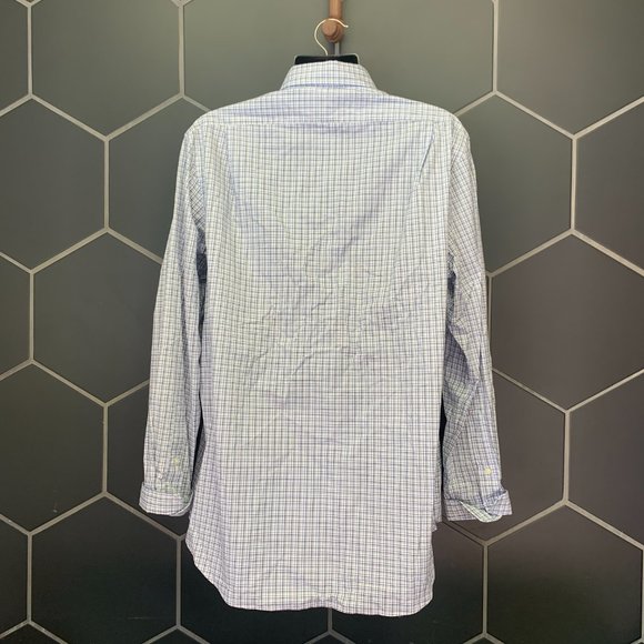 -Used! Mens Ralph Lauren Polo Blue Grey Checkered Long Sleeve Button Up Size XL - Picture 3 of 4